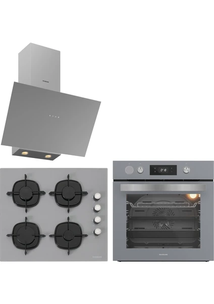 Silverline BO6501B01-CS5700E6W01-3481 Flam Gri Cam Ankastre Set